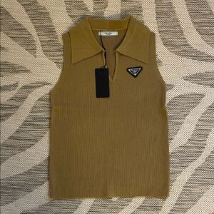 Prada collared knit tank top